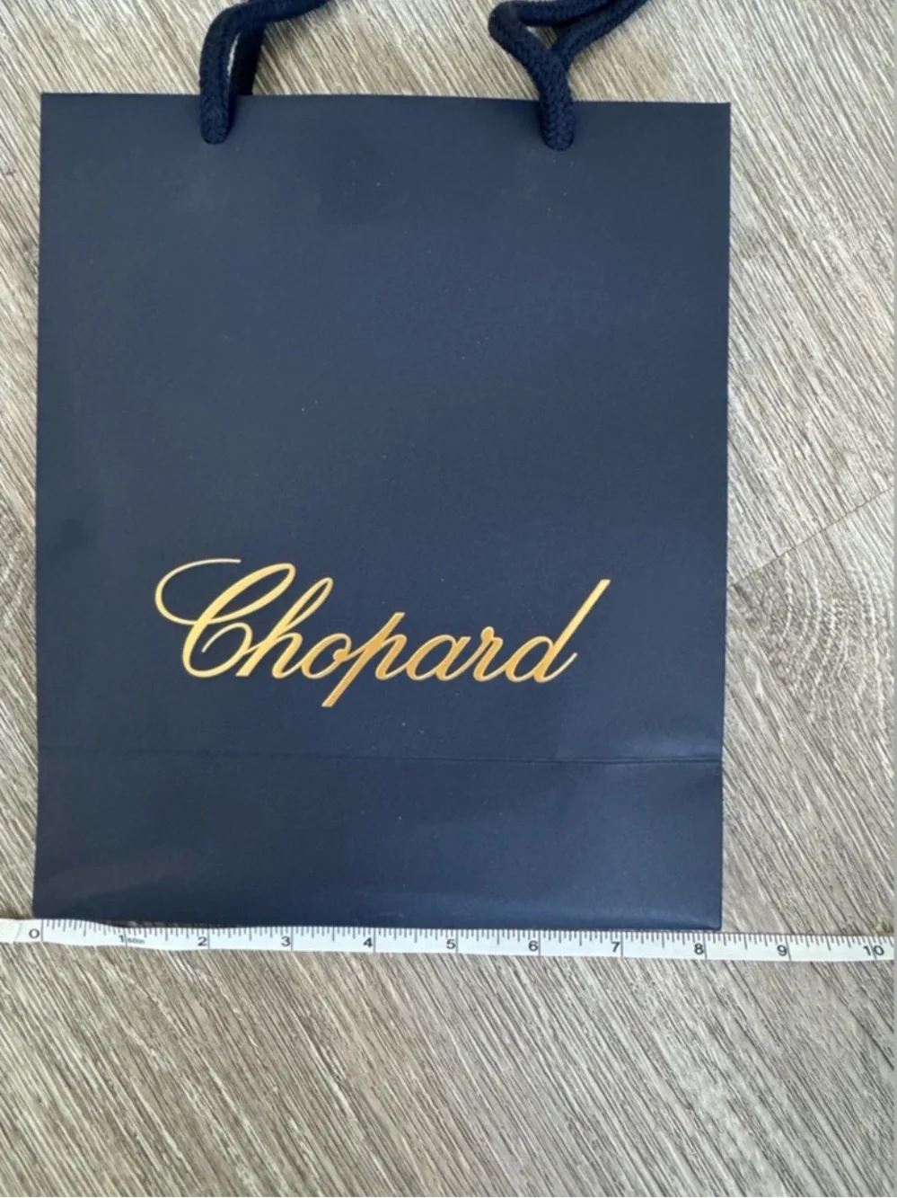 Chopard Luxury Boutique Shopping Gift Bag Navy Gold Logo Authentic Paper Medium